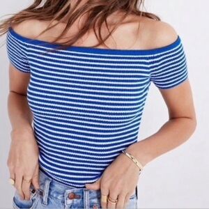 Madewell Blue and White Striped Knit Top